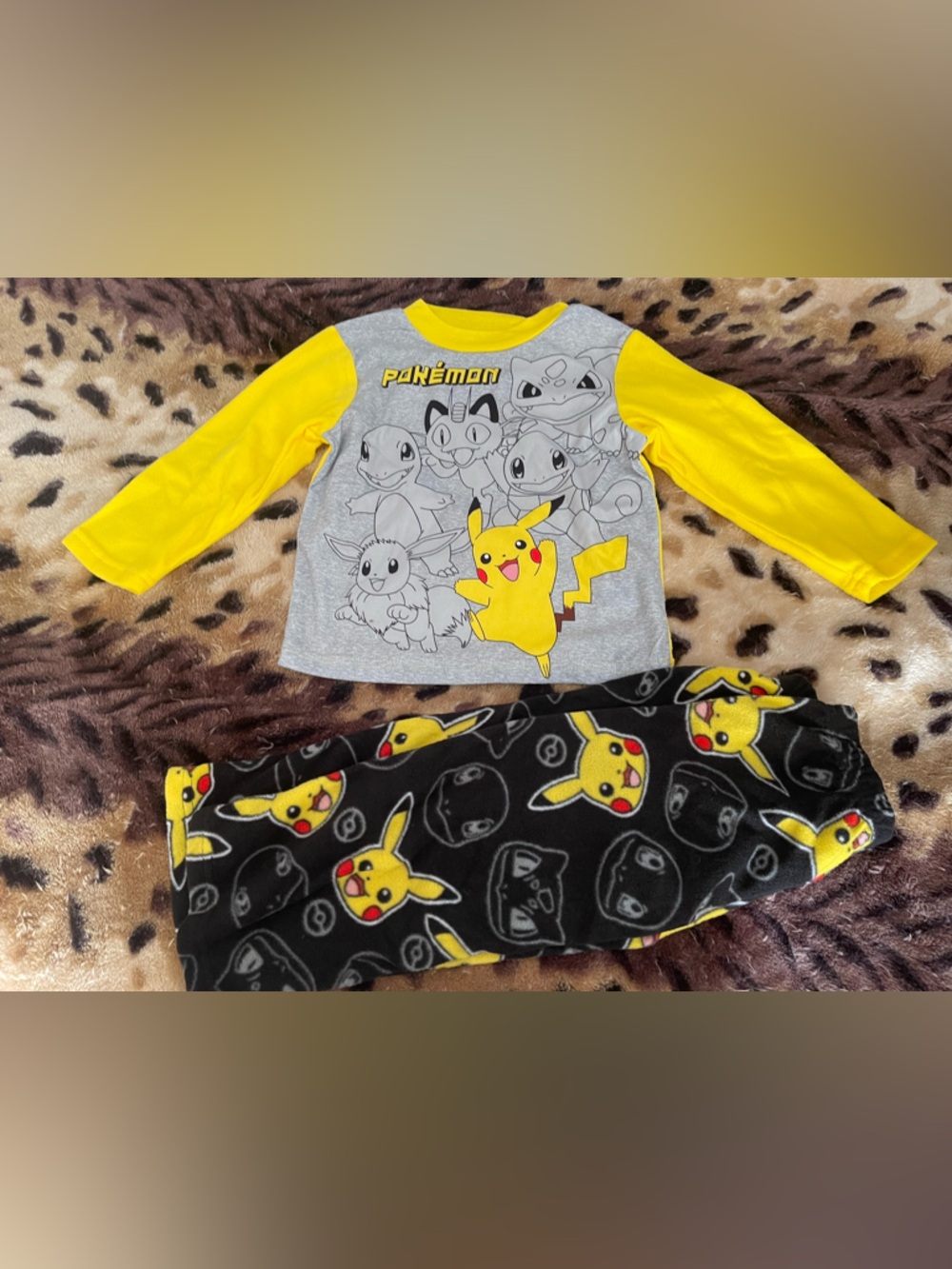 Pokemon Yellow & Gray Pikachu Pajama Set